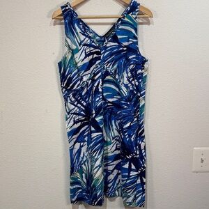 Tommy Bahama Tropical Blue Sleeveless Linen Dress size 14